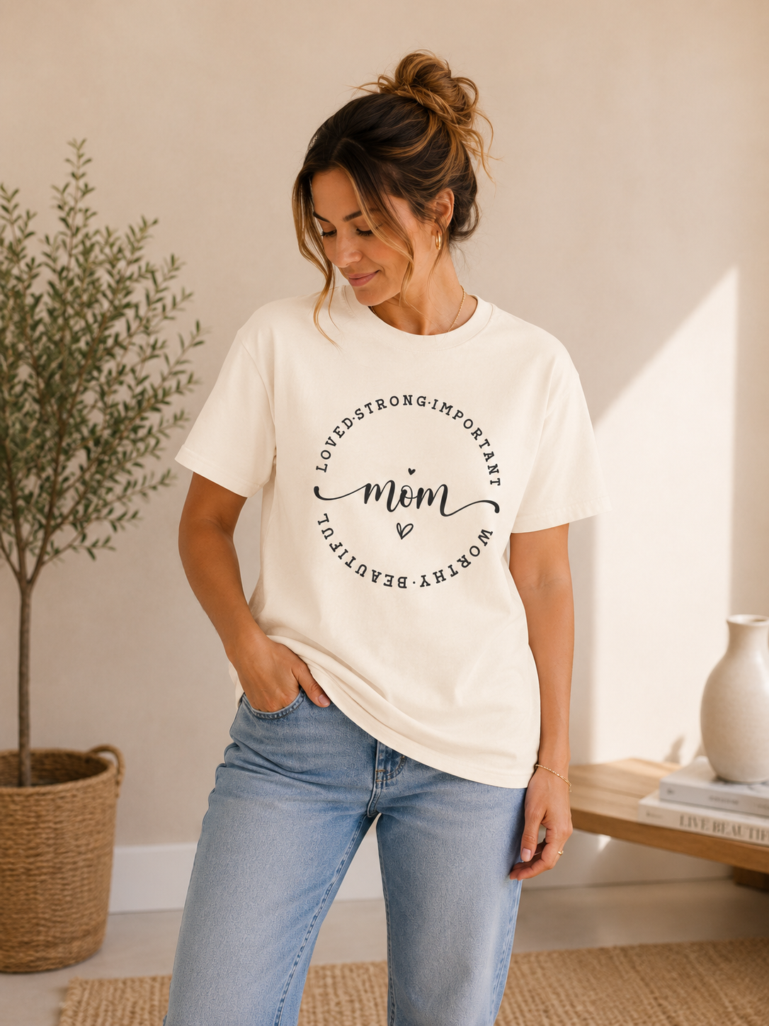 Loved • Strong • Important • Worthy • Beautiful Mom Graphic Tee