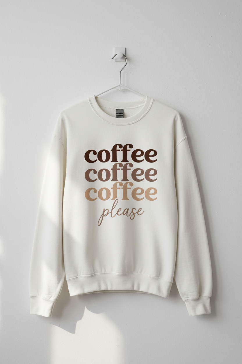 Coffee, Coffee, Coffee Please Crewneck Sweatshirt