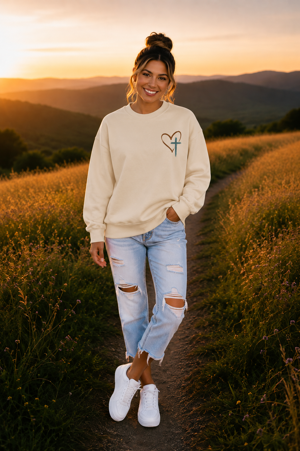 Jesus Has My Back Christian Crewneck Sweatshirt