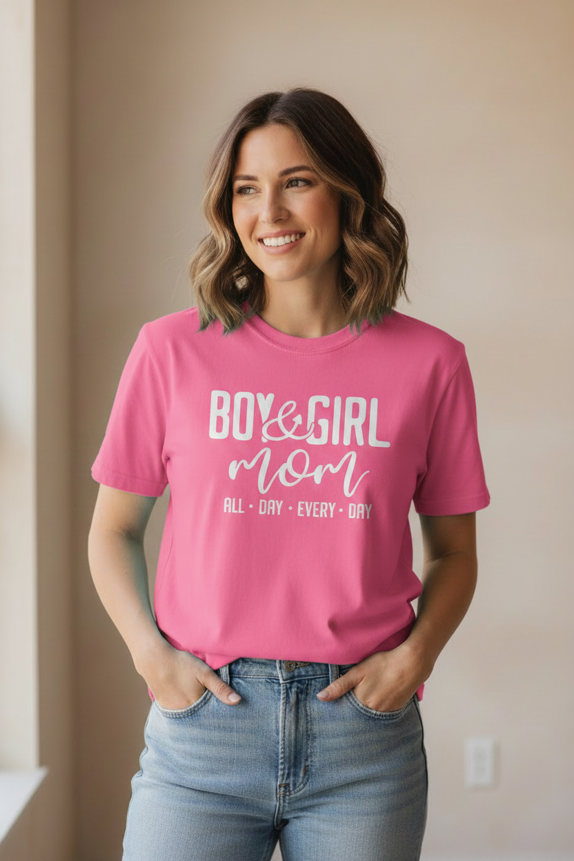 Boy & Girl Mom All Day Every Day Graphic Tee