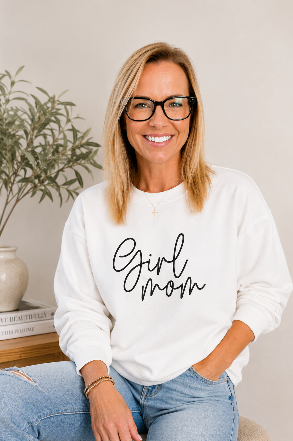 Girl Mom Crewneck Sweatshirt