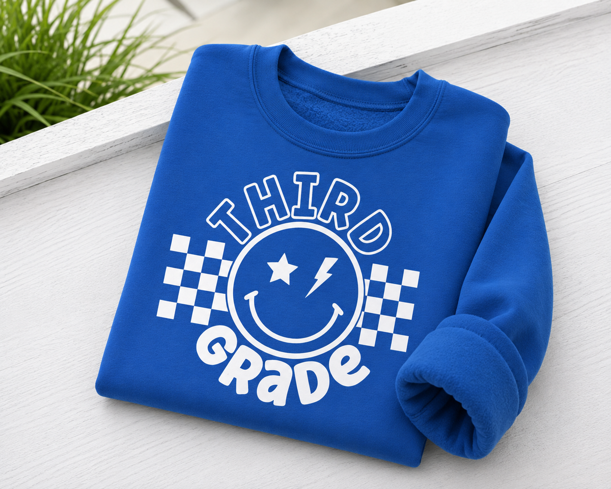 Third Grade Smiley Crewneck Sweatshirt