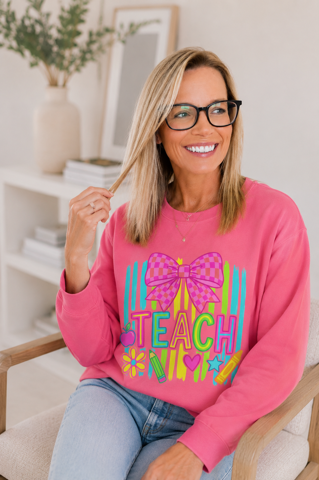 Teach Bow Crewneck Sweatshirt