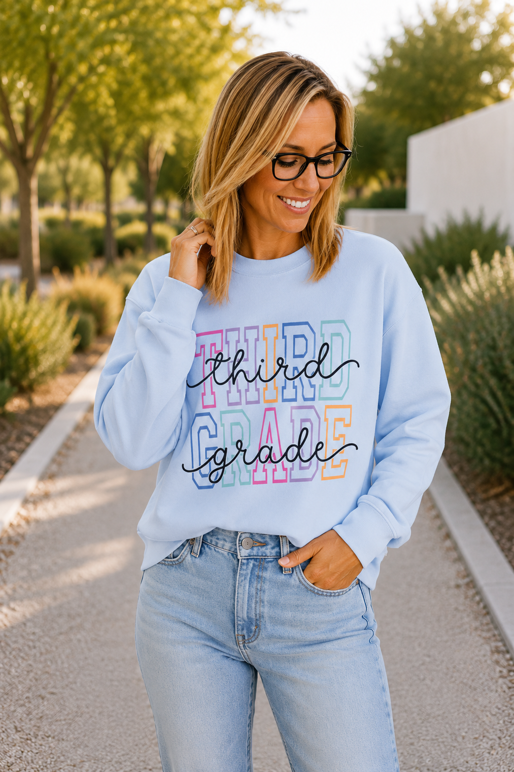 Third Grade Teacher Crewneck Sweatshirt
