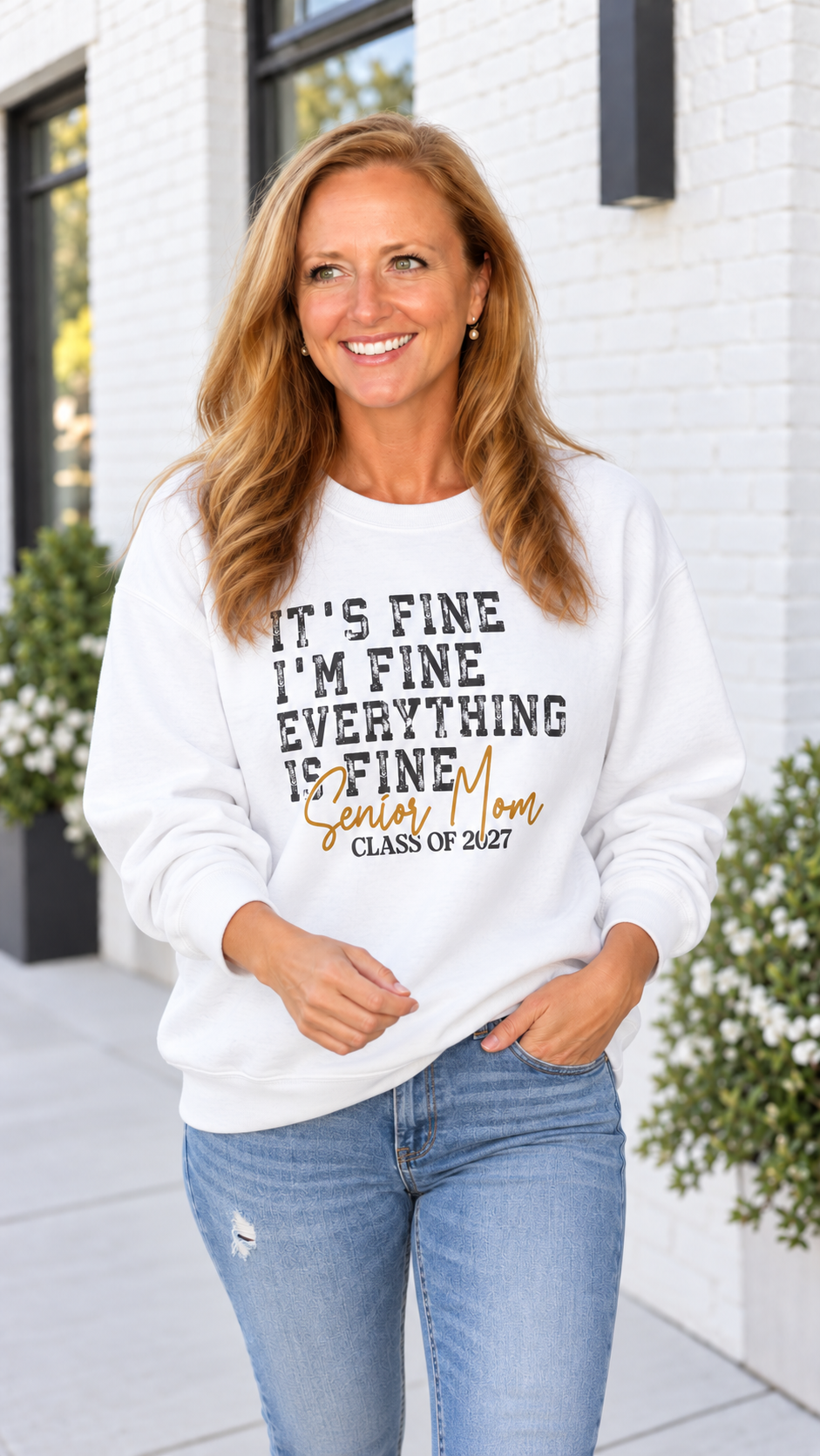 Senior Mom Class of 2027 Crewneck Sweatshirt