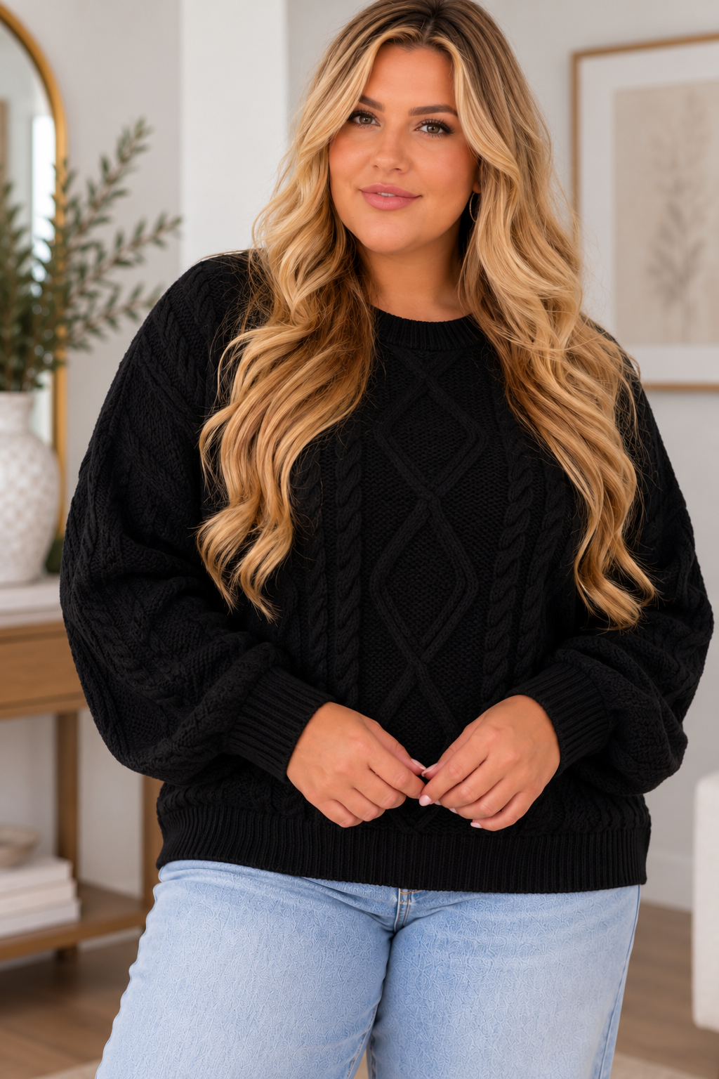 Cable Knit Relaxed Fit Sweater