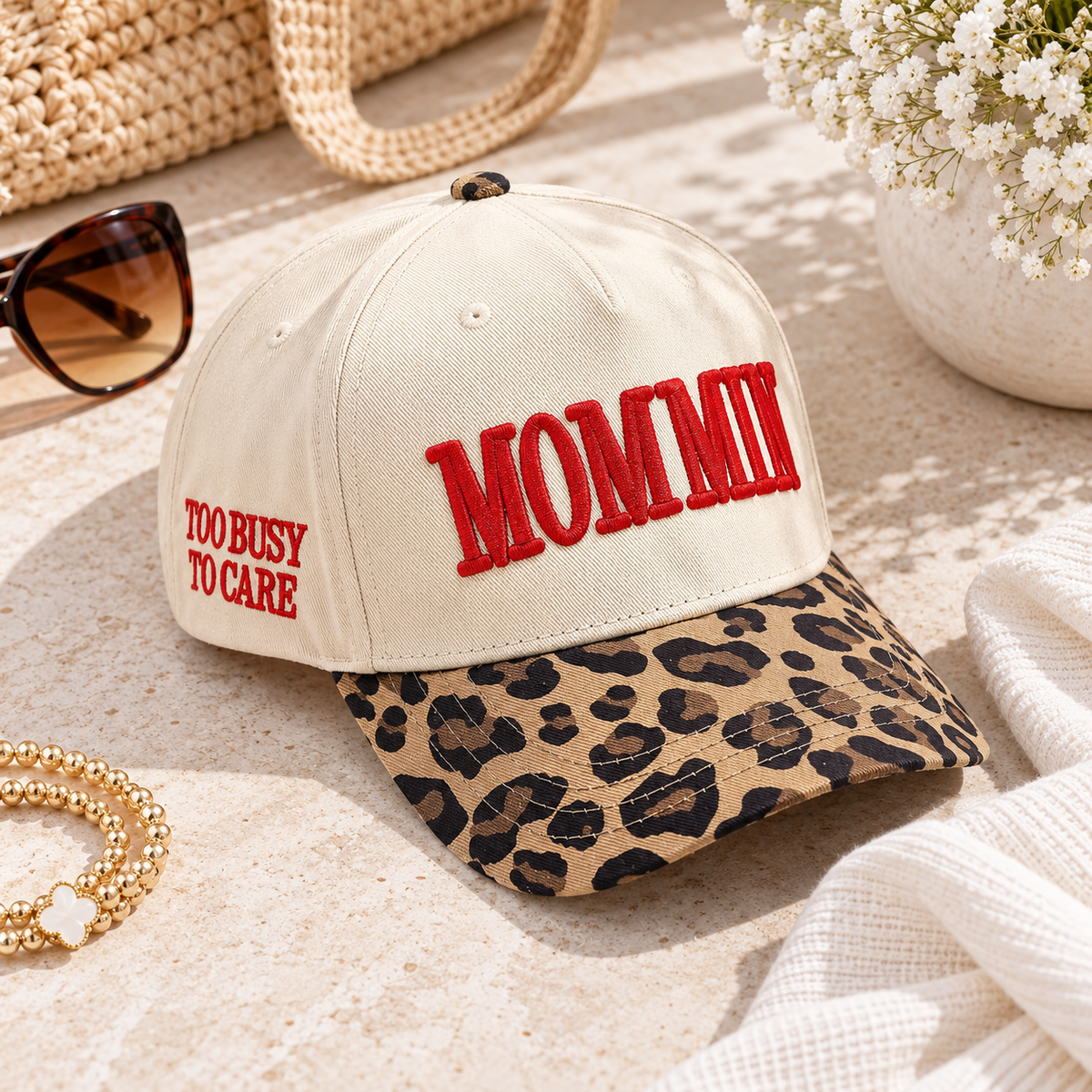 Leopard Embroidered Slogan Baseball Cap