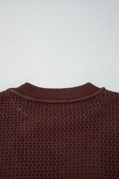 Checkered Drop Shoulder Knit Sweater