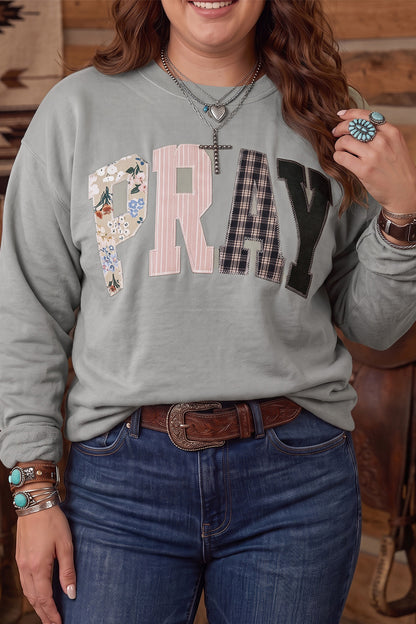 PRAY Patchwork Graphic Tunic Sweatshirt