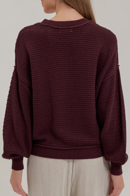 Checkered Drop Shoulder Knit Sweater