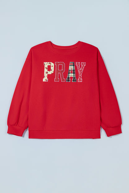 PRAY Patchwork Graphic Tunic Sweatshirt