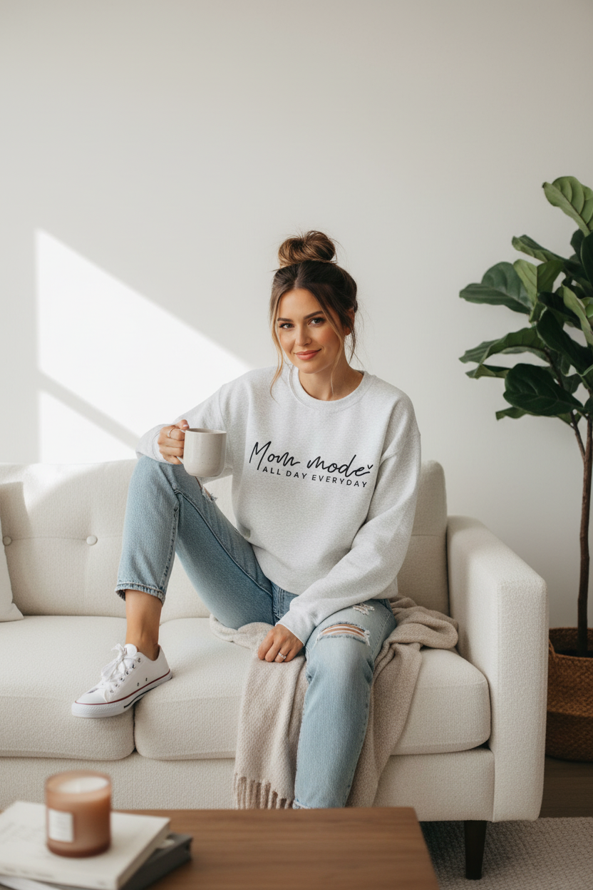 Mom Mode All Day Everyday Crewneck Sweatshirt