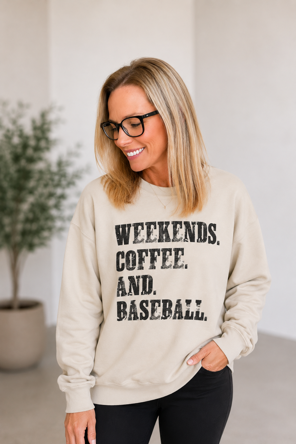 Weekends, Coffee, and Baseball Crewneck Sweatshirt