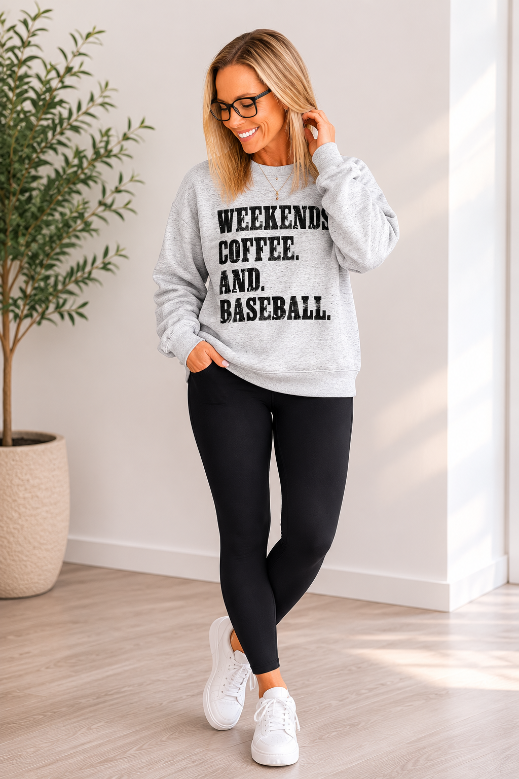 Weekends, Coffee, and Baseball Crewneck Sweatshirt