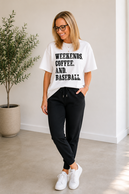 Weekends, Coffee, and Baseball Graphic Tee