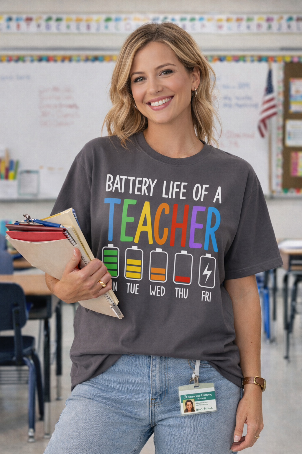 Battery Life of a Teacher Graphic Tee