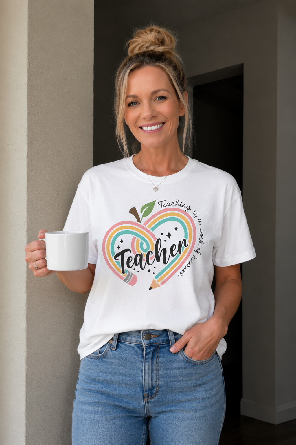 Teacher Heart Apple Graphic Tee