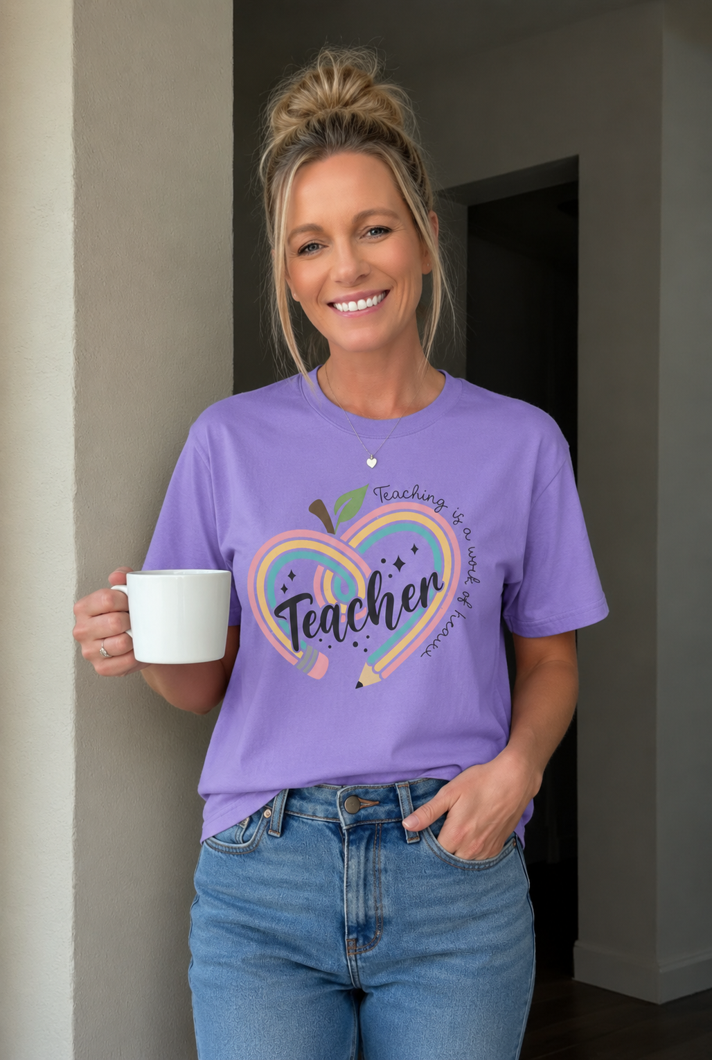 Teacher Heart Apple Graphic Tee
