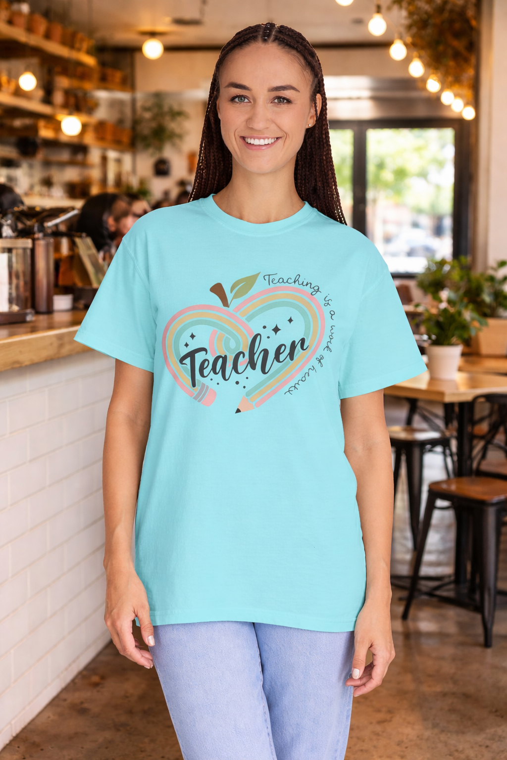 Teacher Heart Apple Graphic Tee