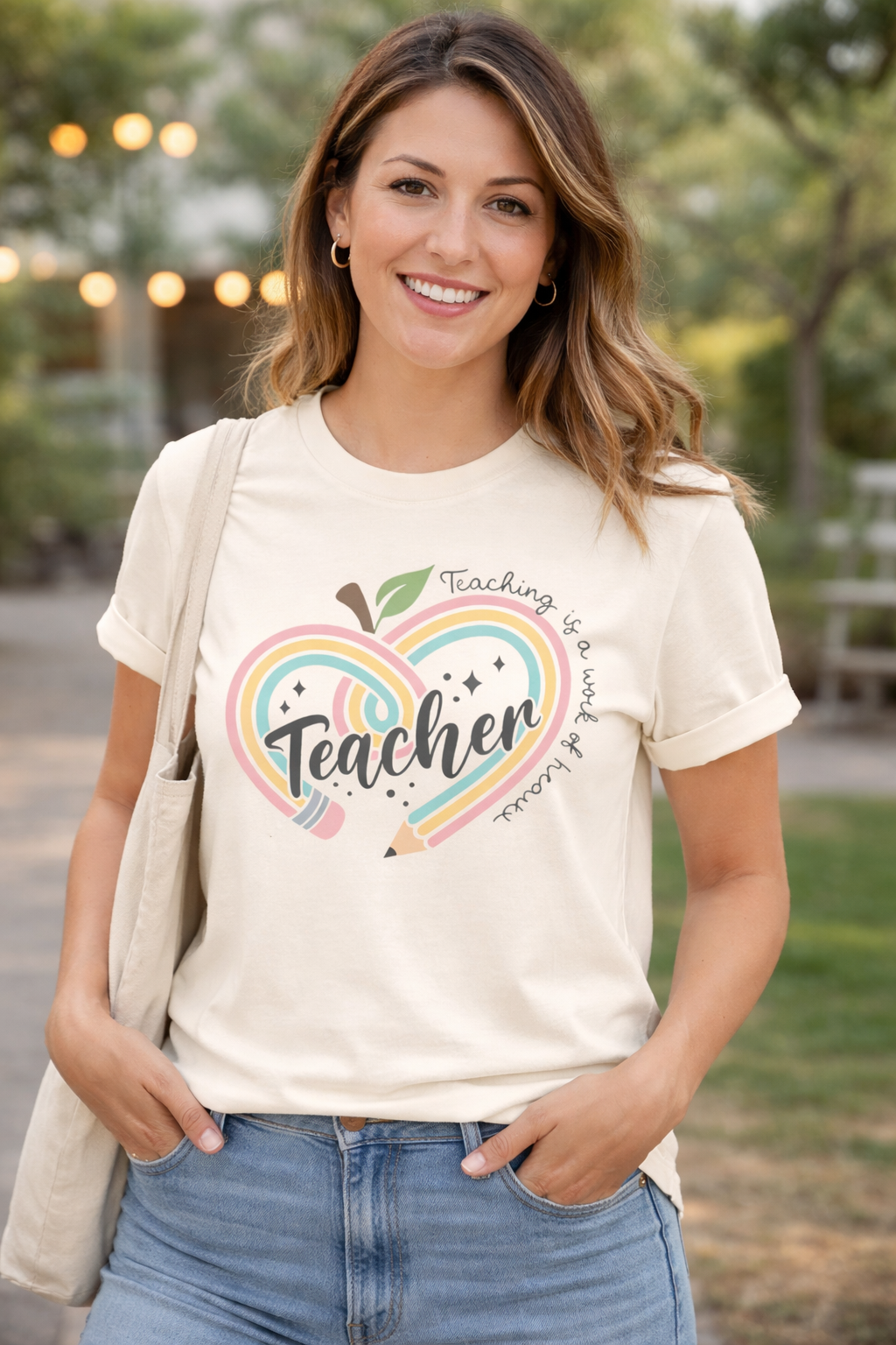 Teacher Heart Apple Graphic Tee