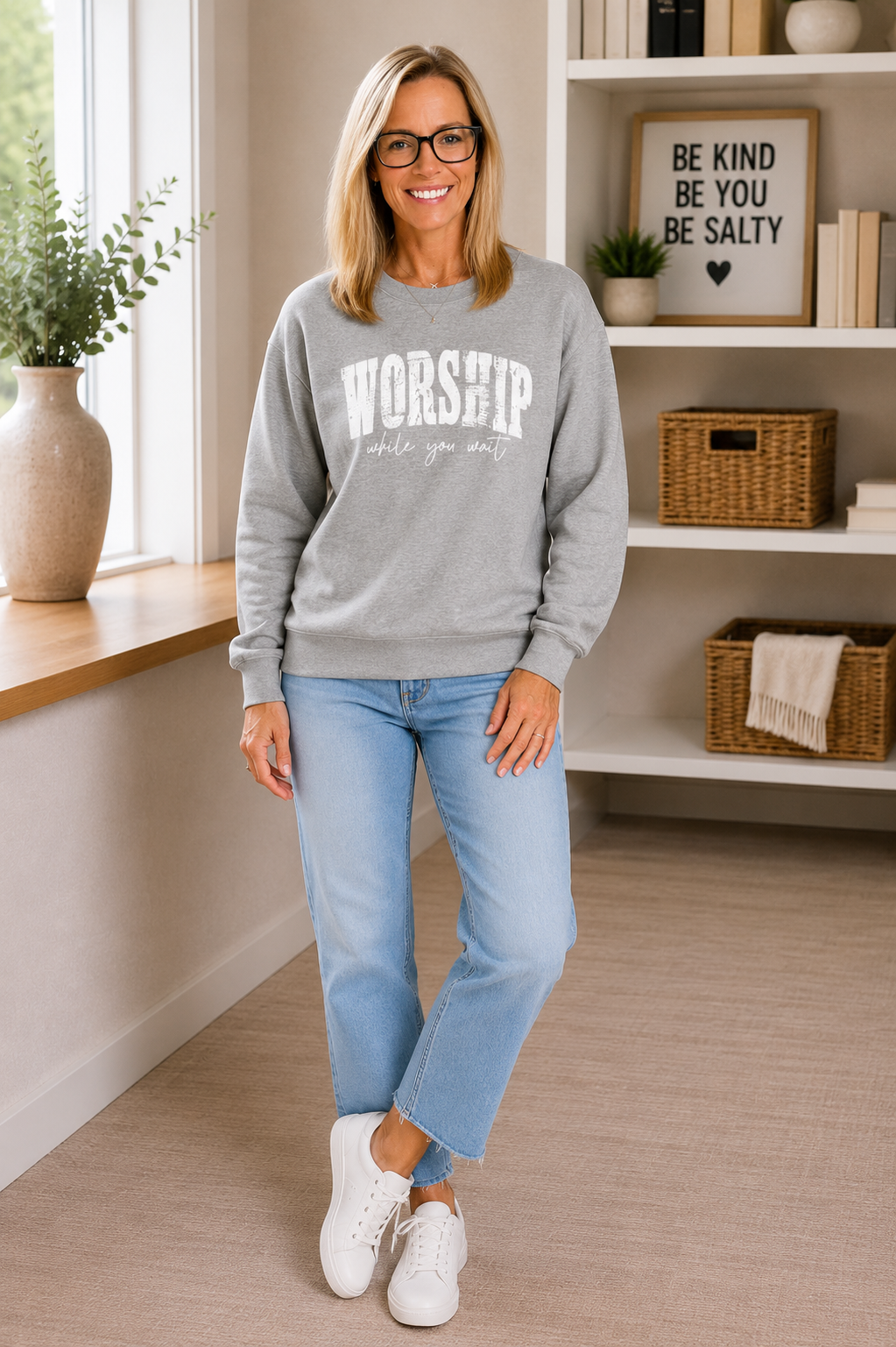 Worship While You Wait Crewneck Sweatshirt
