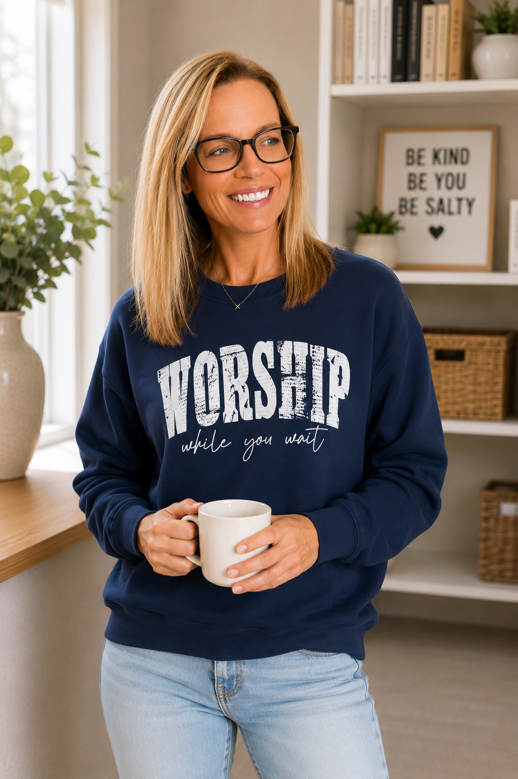 Worship While You Wait Crewneck Sweatshirt
