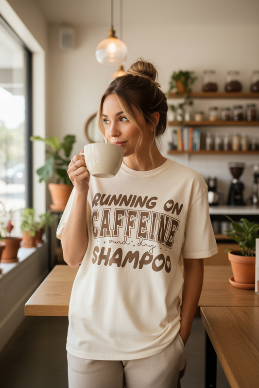 Running on Caffeine & Dry Shampoo Graphic Tee