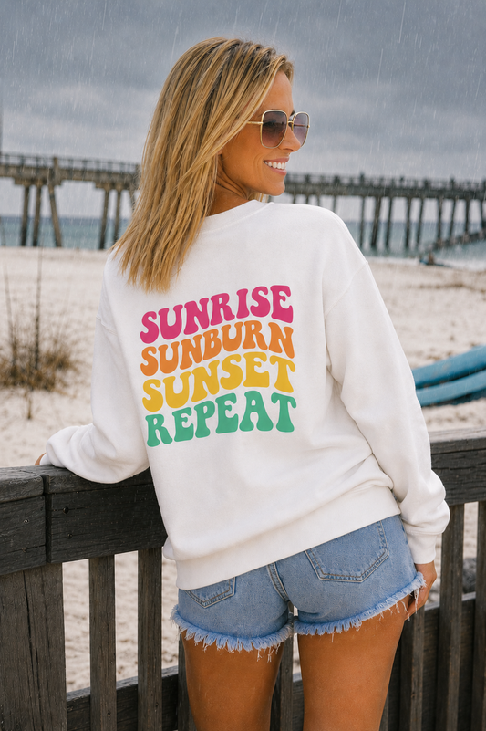 Sunrise Sunburn Sunset Repeat Crewneck Sweatshirt