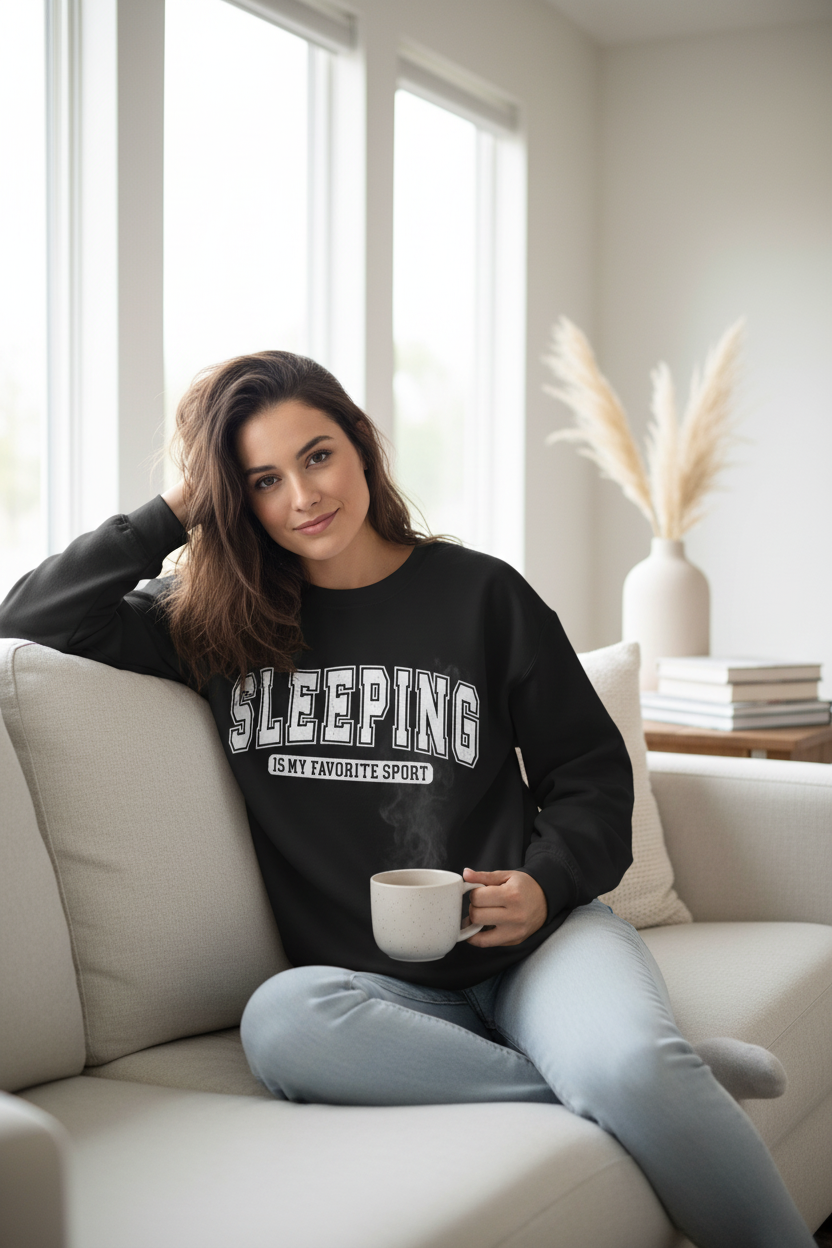 Sleeping Is My Favorite Sport Crewneck Sweatshirt