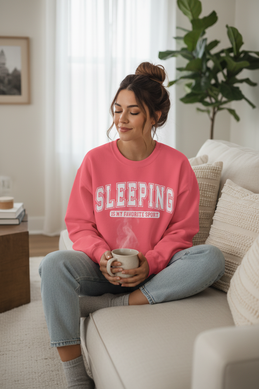 Sleeping Is My Favorite Sport Crewneck Sweatshirt