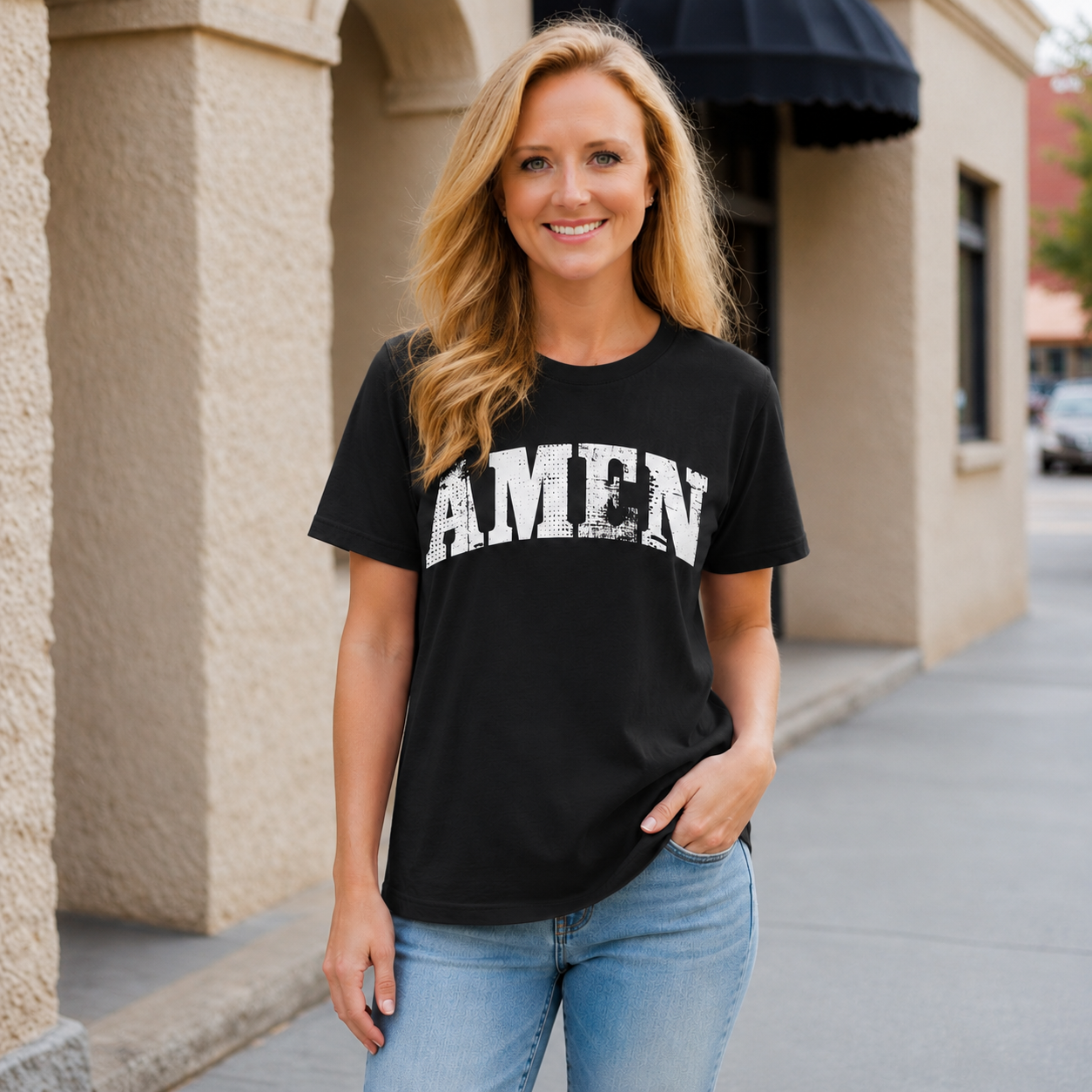 Amen Distressed Graphic Tee