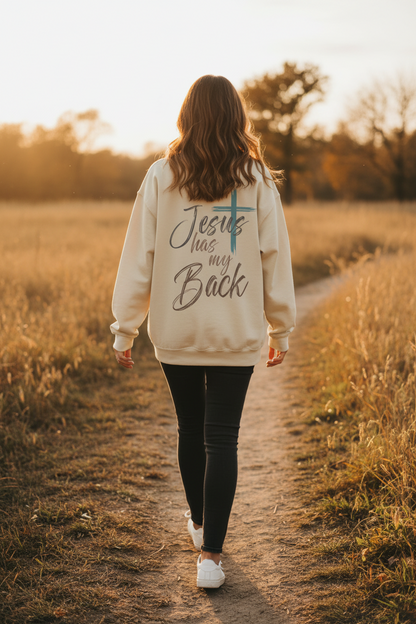 Jesus Has My Back Christian Crewneck Sweatshirt