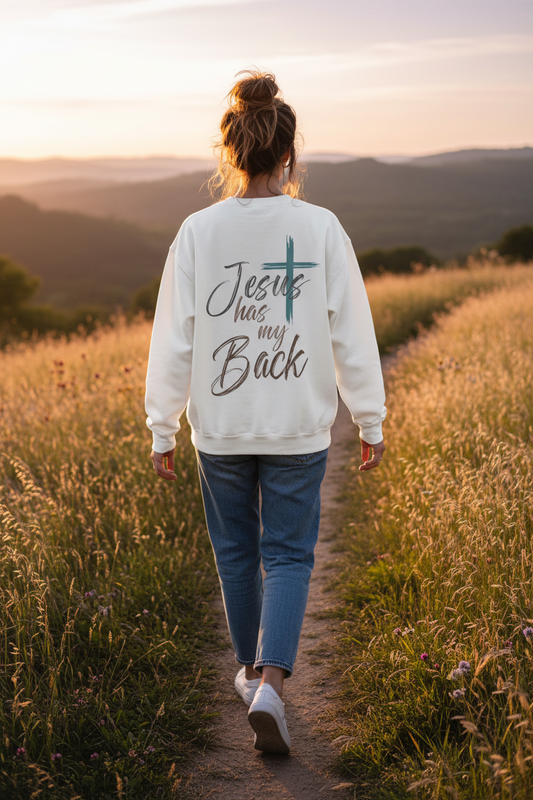 Jesus Has My Back Christian Crewneck Sweatshirt