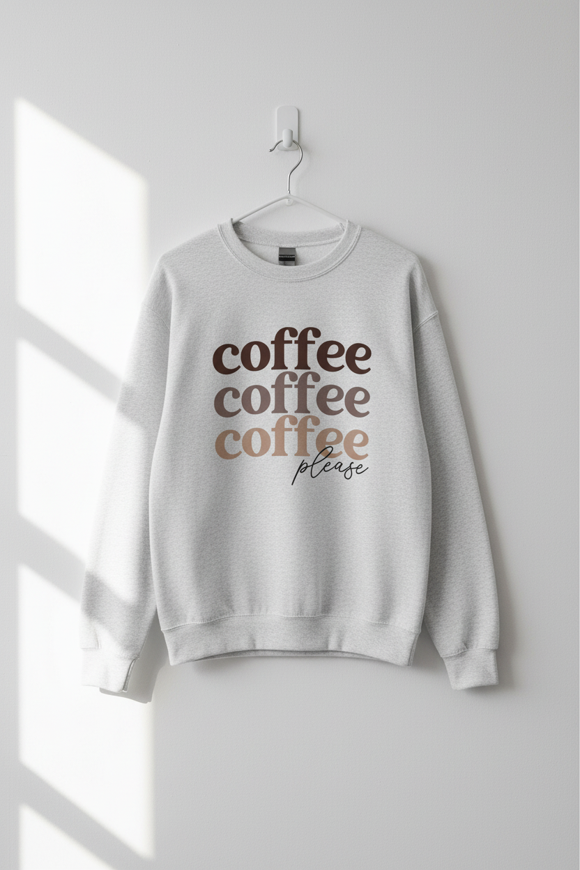 Coffee, Coffee, Coffee Please Crewneck Sweatshirt