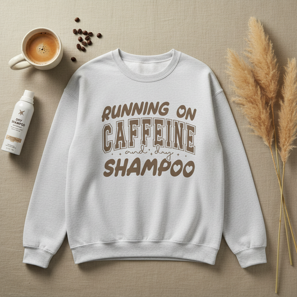 Running on Caffeine & Dry Shampoo Crewneck Sweatshirt