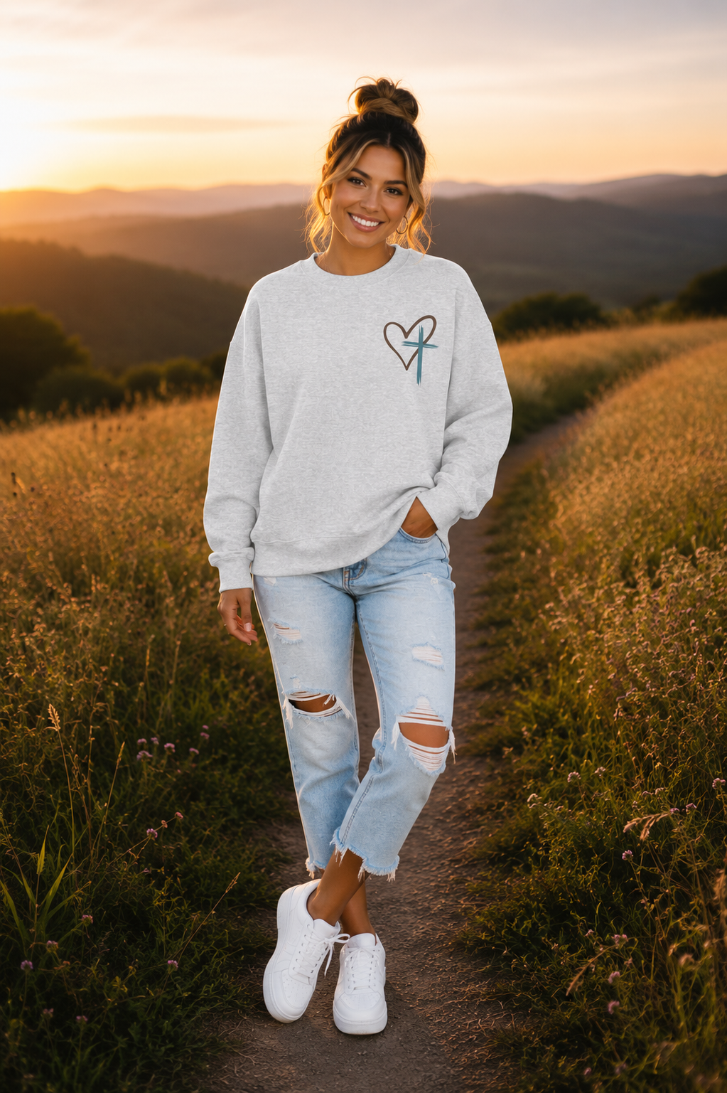 Jesus Has My Back Christian Crewneck Sweatshirt