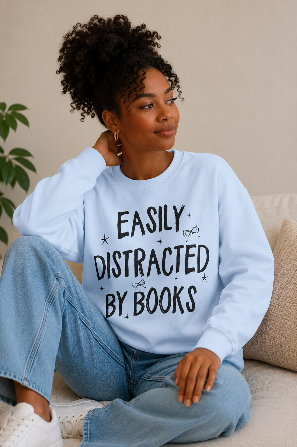 Easily Distracted By Books Crewneck Sweatshirt
