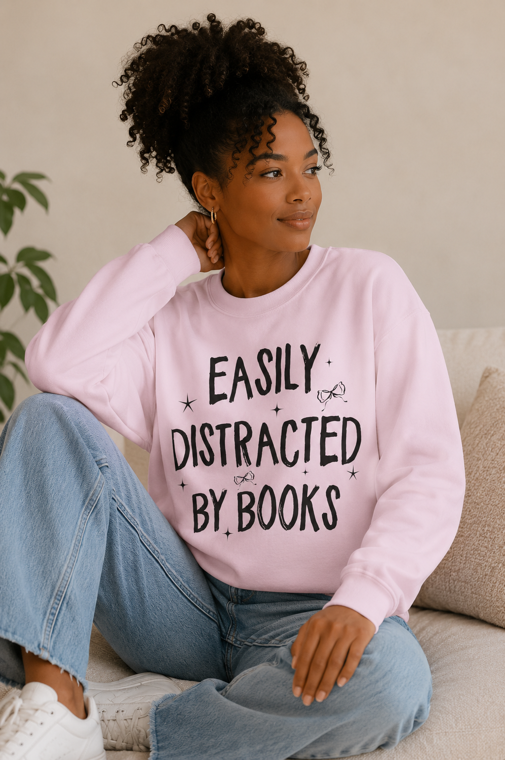 Easily Distracted By Books Crewneck Sweatshirt
