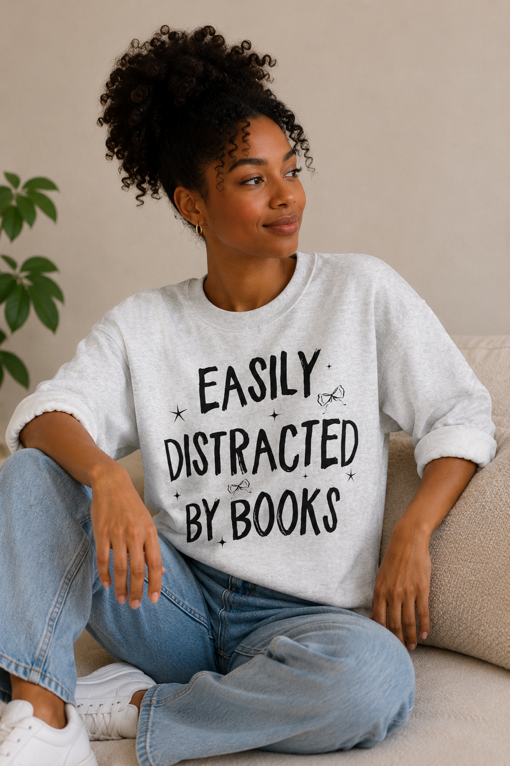 Easily Distracted By Books Crewneck Sweatshirt
