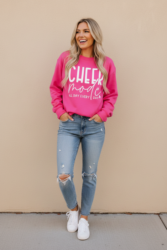 Cheer Mode All Day Every Day Crewneck Sweatshirt