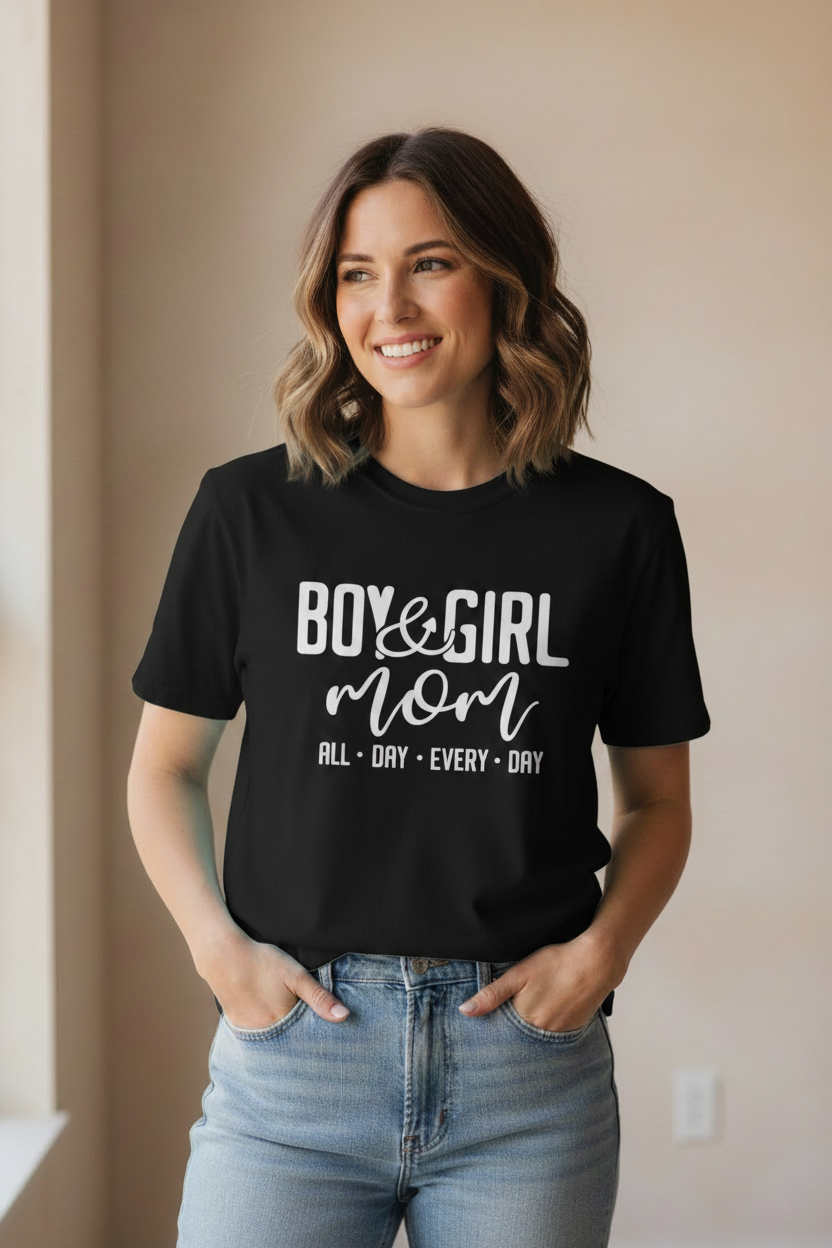 Boy & Girl Mom All Day Every Day Graphic Tee