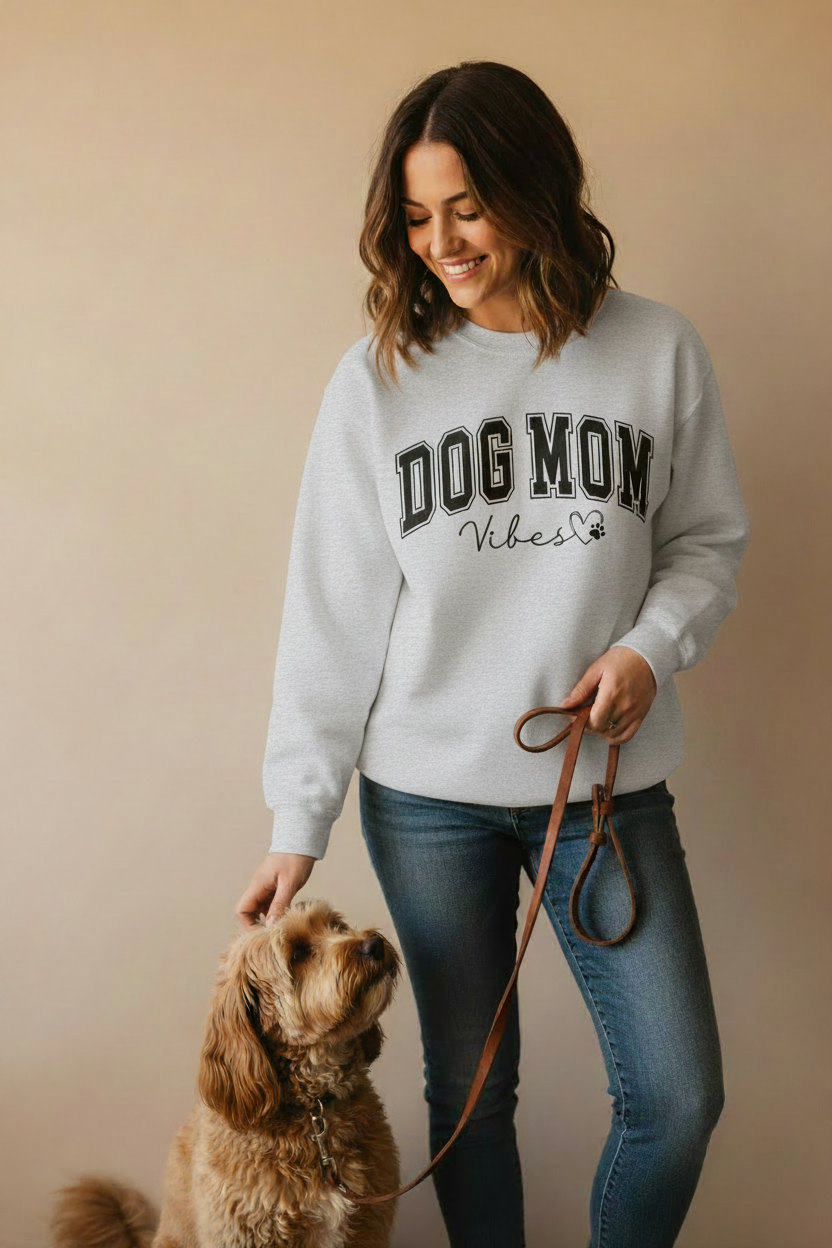 Dog Mom Vibes Crewneck Sweatshirt