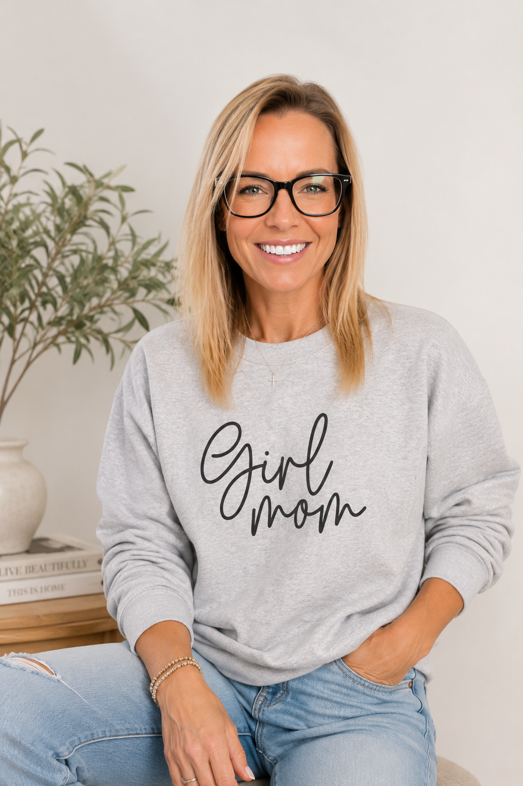 Girl Mom Crewneck Sweatshirt