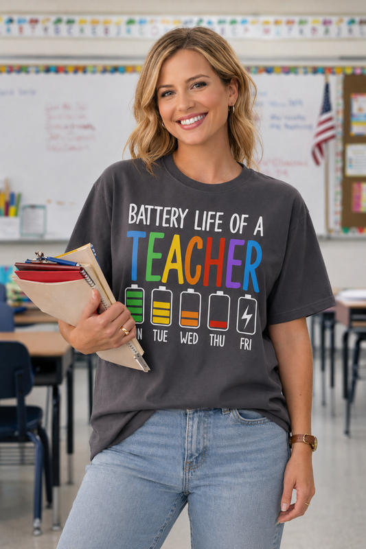 Battery Life of a Teacher Graphic Tee