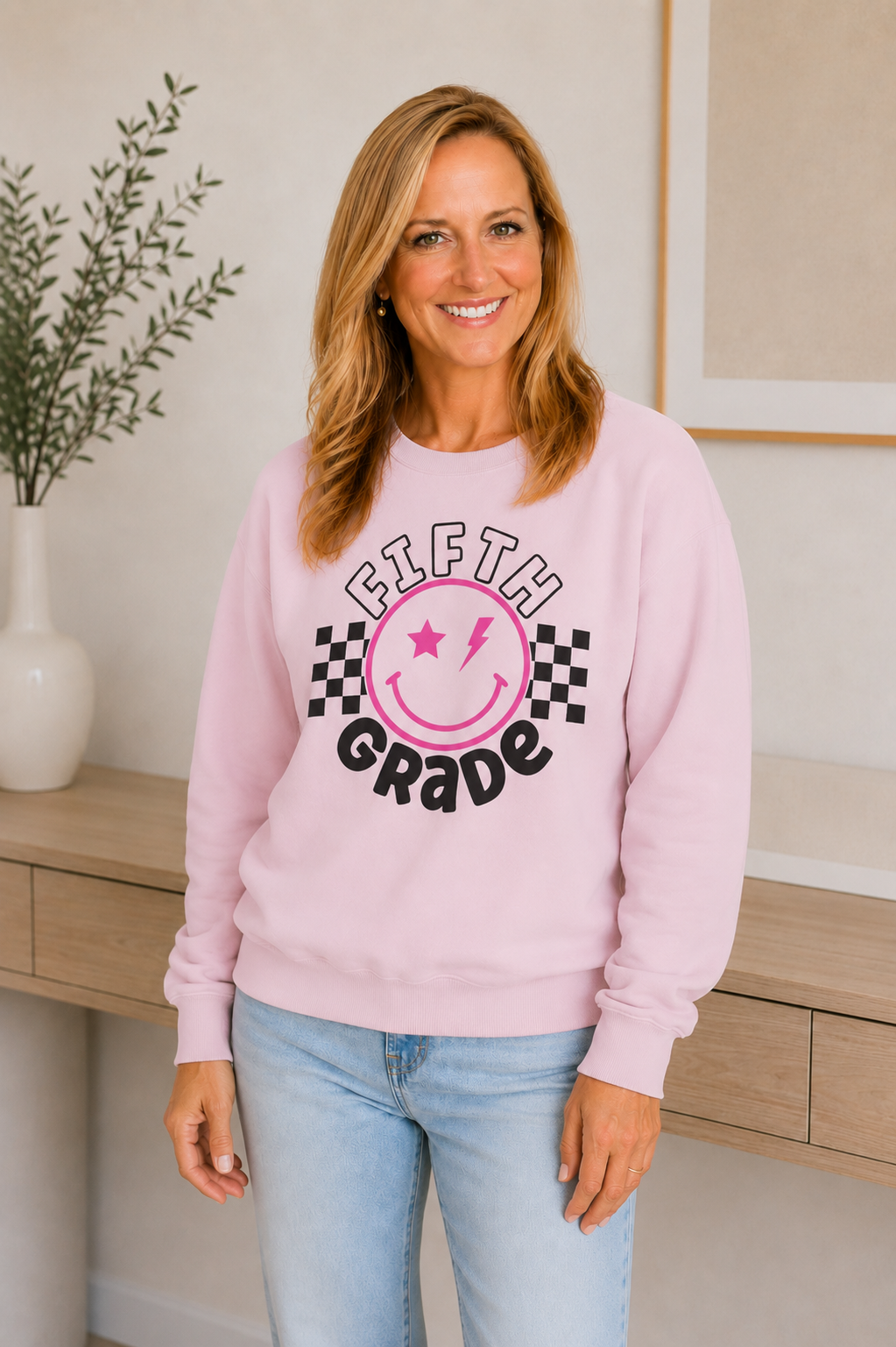 Fifth Grade Smiley Crewneck Sweatshirt