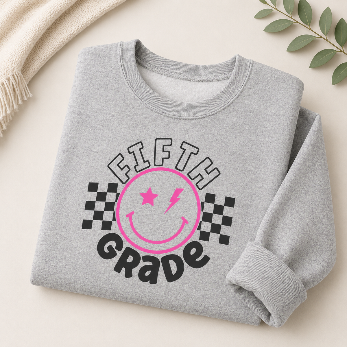 Fifth Grade Smiley Crewneck Sweatshirt