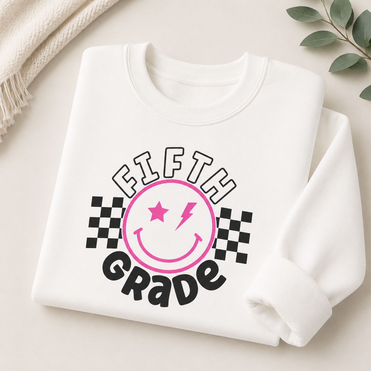 Fifth Grade Smiley Crewneck Sweatshirt