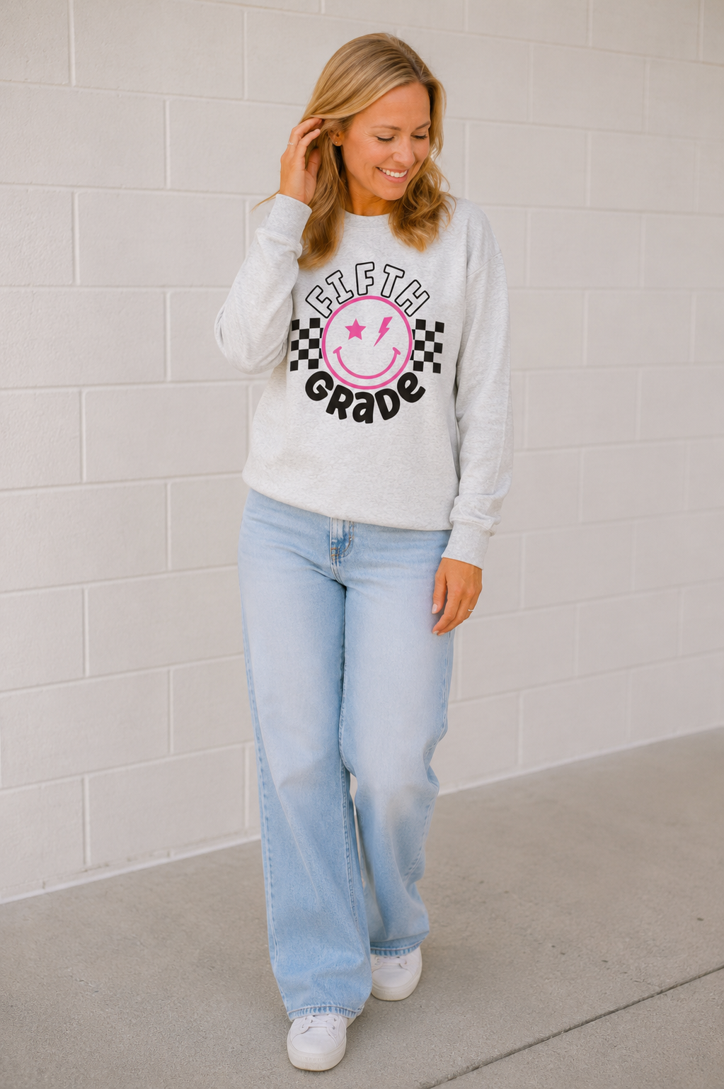 Fifth Grade Smiley Crewneck Sweatshirt