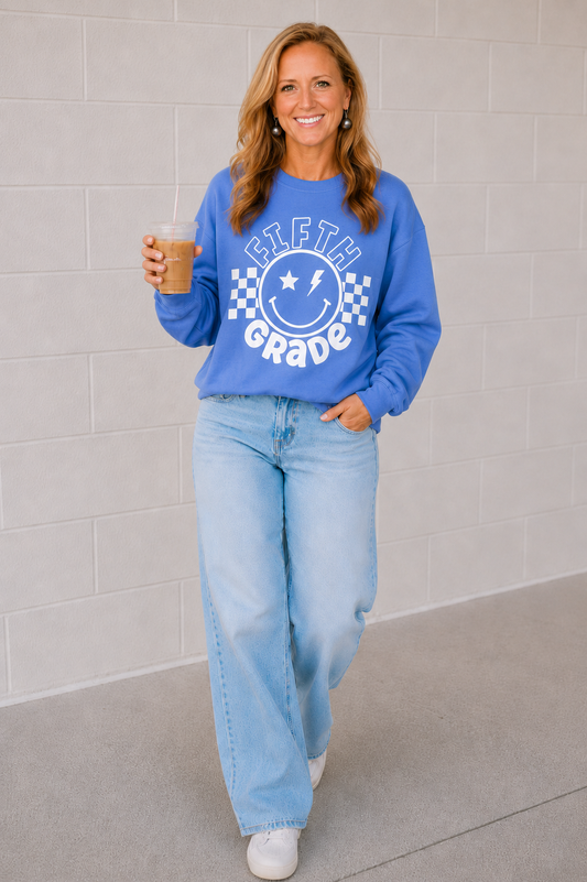 Fifth Grade Smiley Crewneck Sweatshirt