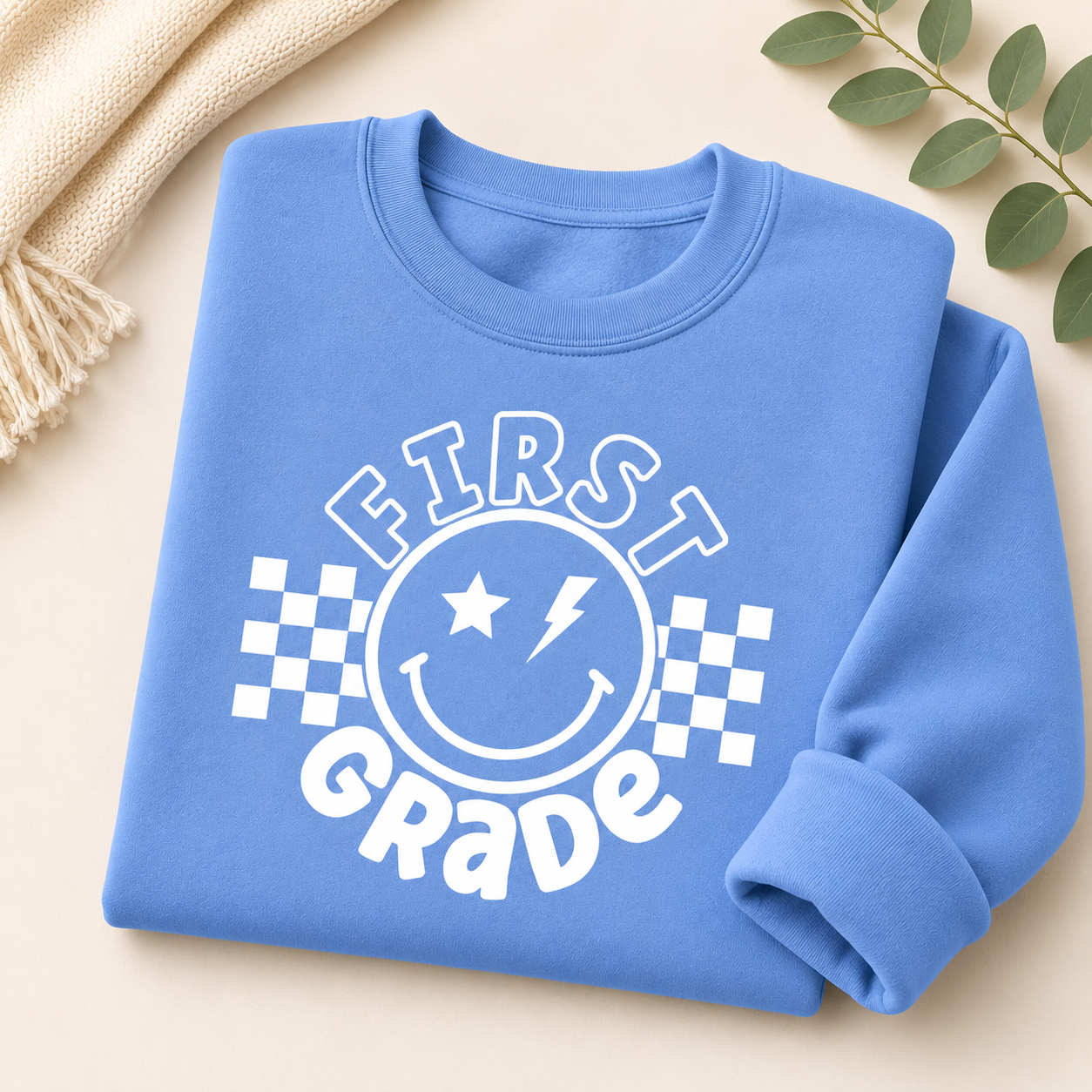 First Grade Smiley Crewneck Sweatshirt